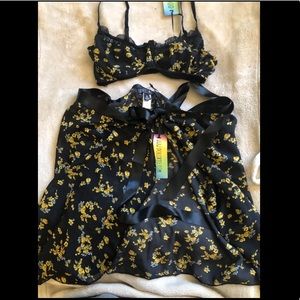 CURRENT MOOD SHEER WRAP AROUND SKIRT AND BRA SET